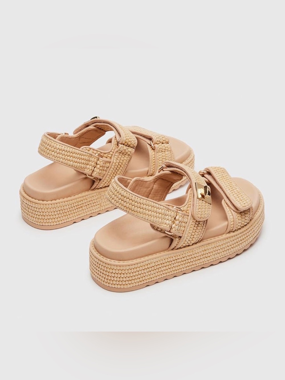 Women’s Beige Woven Platform Sandals - Picture 4 of 5